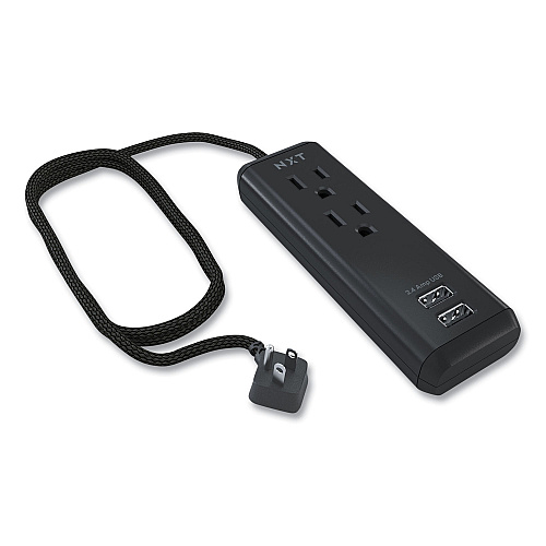 NXT Technologies Indoor Extension Cord with USB Ports, 8 ft, 12 A, Black (24399998)