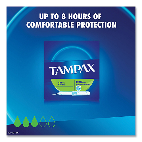 Tampax Cardboard Applicator Tampons, Super, 10/Box (31409)