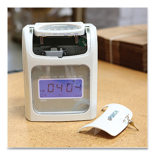 uPunch HN2500 Electronic Calculating Time Clock Bundle, LCD Display, Beige/Gray