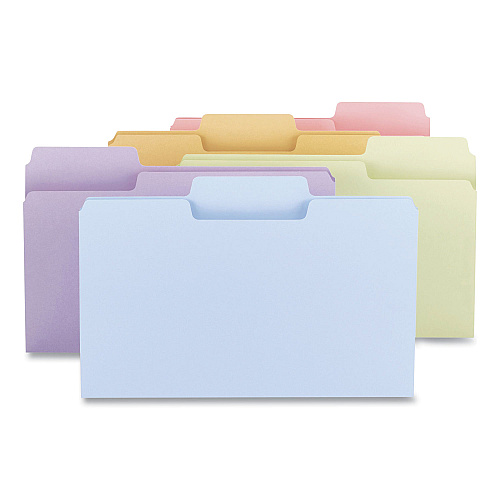 Smead SuperTab Colored File Folders, 1/3-Cut Tabs: Assorted, Legal Size, 0.75" Expansion, 11-pt Stock, Pastel Assortment, 100/Box (11962)