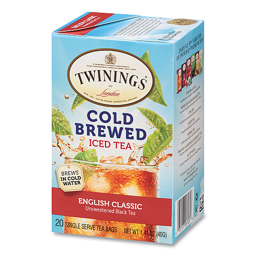 TWININGS Cold Brew Iced Tea Bags, English Classic, 0.07 oz Tea Bag, 20/Box (51331)
