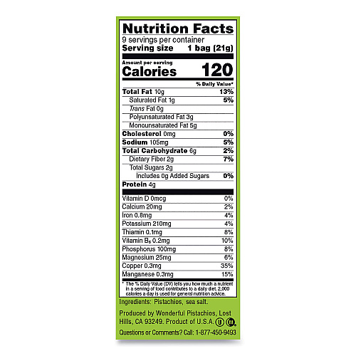 Paramount Farms Wonderful No Shells Pistachios, Roasted and Salted, 0.75 oz Bag, 9 Bags/Box, 4 Boxes/Carton (PAR91100)