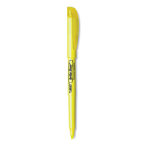 BIC Brite Liner Highlighter, Assorted Ink Colors, Chisel Tip, Assorted Barrel Colors, Dozen (30221)