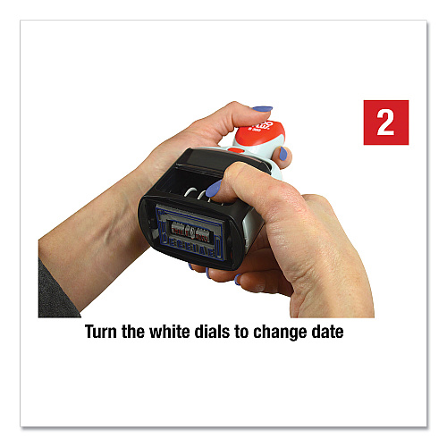 2000 PLUS Model S 360 Self-Inking Two-Color Message Dater, 5 Years, ENTERED/FAXED/PAID/RECEIVED, 1.81" x 1.25", Blue/Red Ink (032519)