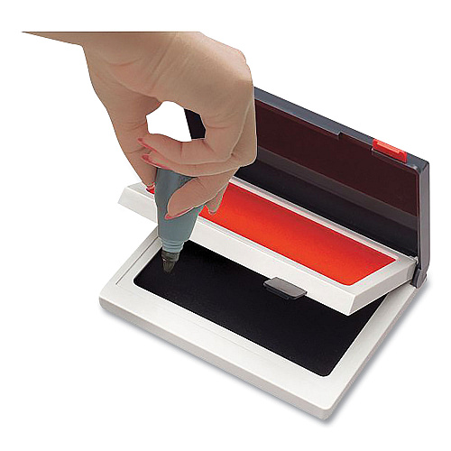 COSCO 2000 PLUS Two-Color Felt Stamp Pad Case, 4" x 2", Black/Red (090468)