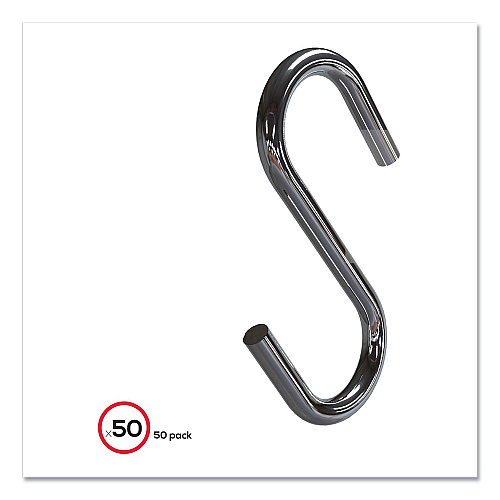 Deflecto S Hooks, Metal, Silver, 50/Pack (20013)