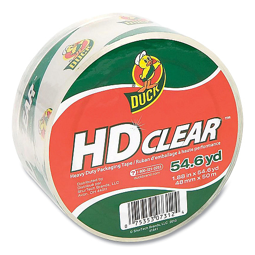 Duck Heavy-Duty Carton Packaging Tape, 3" Core, 1.88" x 54.6 yds, Clear (DUCSC55CLEAR)
