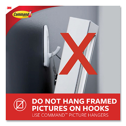 Command General Purpose Hooks, Large, Plastic, White, 5 lb Capacity, 4 Hooks and 6 Strips/Pack (170834ES)