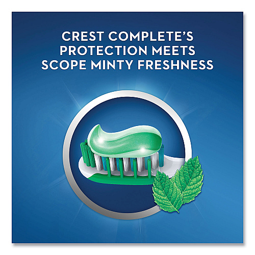 Crest Complete Whitening Toothpaste + Scope, Minty Fresh, 0.85 oz Tube, 36/Carton (38592CT)