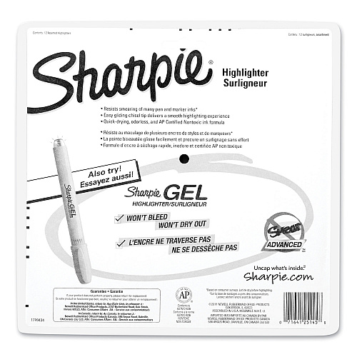 Sharpie Tank Style Highlighters, Assorted Ink Colors, Chisel Tip, Assorted Barrel Colors, Dozen (25145)