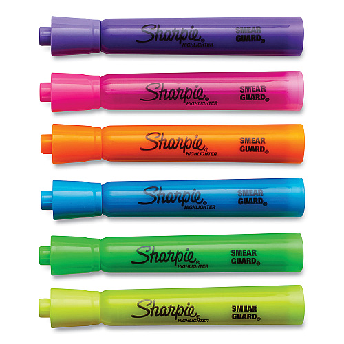 Sharpie Tank Style Highlighters, Assorted Ink Colors, Chisel Tip, Assorted Barrel Colors, Dozen (25145)
