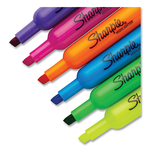 Sharpie Tank Style Highlighters, Assorted Ink Colors, Chisel Tip, Assorted Barrel Colors, Dozen (25145)