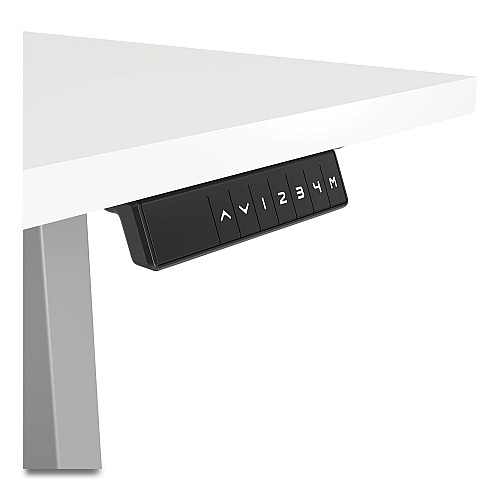 Union & Scale Essentials Electric Sit-Stand Desk, 55.1" x 27.5" x 25.9" to 51.5", White/Aluminum (24388476)