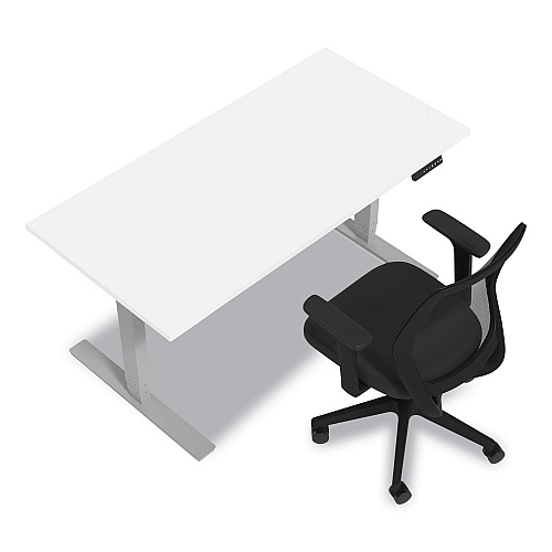 Union & Scale Essentials Electric Sit-Stand Desk, 55.1" x 27.5" x 25.9" to 51.5", White/Aluminum (24388476)