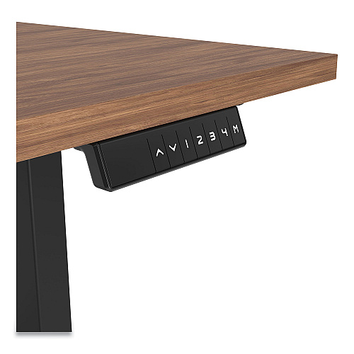 Union & Scale Essentials Electric Sit-Stand Desk, 55.1" x 27.5" x 25.9" to 51.5", Espresso/Black (24388477)