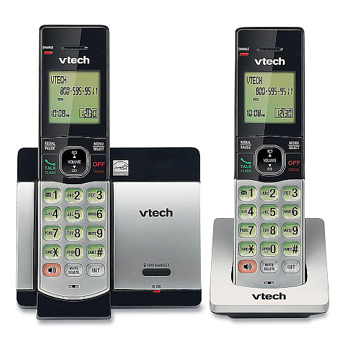 Vtech CS6719-2 Two-Handset Cordless Telephone System, DECT 6.0, Silver/Black (CS51192)