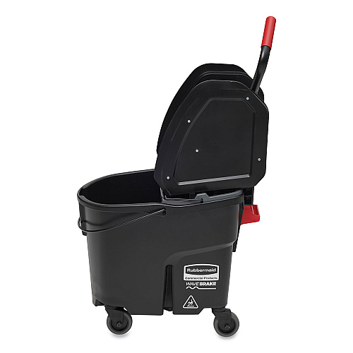 Rubbermaid Commercial WaveBrake 2.0 Bucket/Wringer Combos, Down-Press, 35 qt, Plastic, Black (FG1863898)