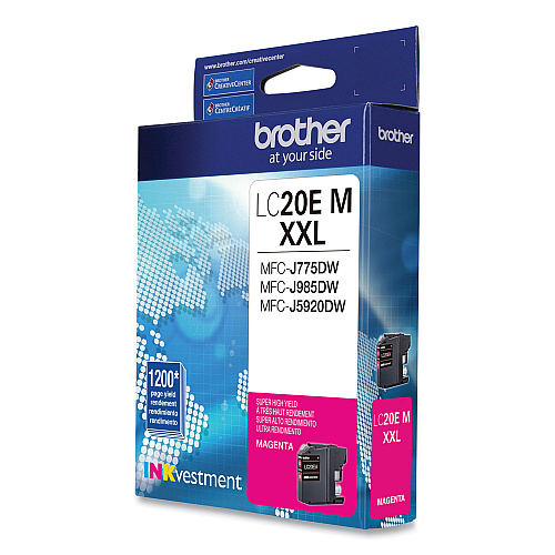 Brother LC20EM INKvestment Super High-Yield Ink, 1,200 Page-Yield, Magenta
