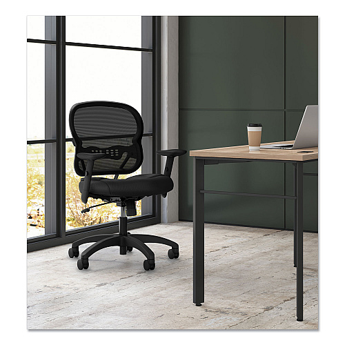 HON Wave Mesh Mid-Back Task Chair, Supports Up to 250 lb, 18" to 22.25" Seat Height, Black (VL712MM10)