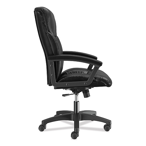 HON HVL151 Executive High-Back Leather Chair, Supports Up to 250 lb, 17.75" to 21.5" Seat Height, Black (VL151SB11)