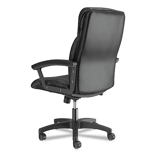 HON HVL151 Executive High-Back Leather Chair, Supports Up to 250 lb, 17.75" to 21.5" Seat Height, Black (VL151SB11)