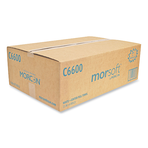 Morcon Paper Morsoft Center-Pull Roll Towels, 2-Ply, 6.9" dia, White, 600 Sheets/Roll, 6 Rolls/Carton (C6600)