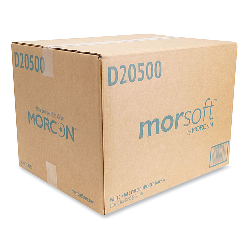 Morcon Paper Morsoft Dispenser Napkins, 1-Ply, 6 x 13, White, 500/Pack, 20 Packs/Carton (D20500)