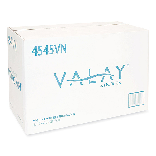 Morcon Paper Valay Interfolded Napkins, 1-Ply, White, 6.5 x 8.25, 6,000/Carton (4545VN)