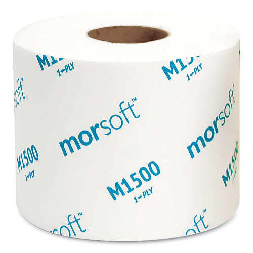 Morcon Paper Morsoft Controlled Bath Tissue, Split-Core, Septic Safe, 1-Ply, White, 3.9" x 4", 1500 Sheets/Roll, 48 Rolls/Carton (M1500)