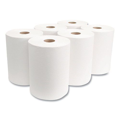 Morsoft&reg; Hardwound Paper Towels, White, 1-Ply,  800-ft., 6 Rolls (W106)
