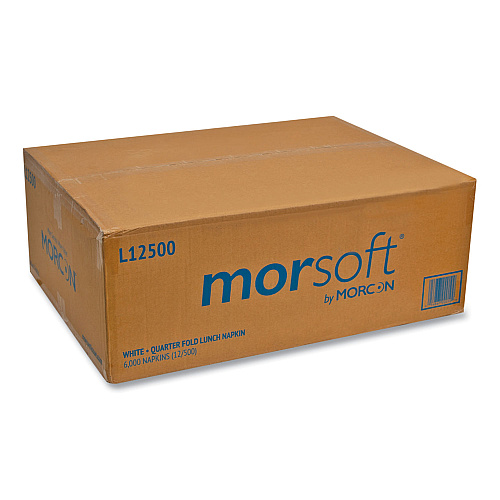 Morcon Paper Morsoft 1/4 Fold Lunch Napkins, 1 Ply, 11.8" x 11.8", White, 6,000/Carton (1250)