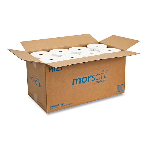Morcon&reg; Small Core Toilet Paper, 1-Ply, 2500 Sheets, 24 Rolls (M125)