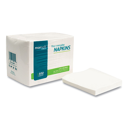 Morcon Paper Morsoft 1/4 Fold Lunch Napkins, 1 Ply, 11.8" x 11.8", White, 6,000/Carton (1250)