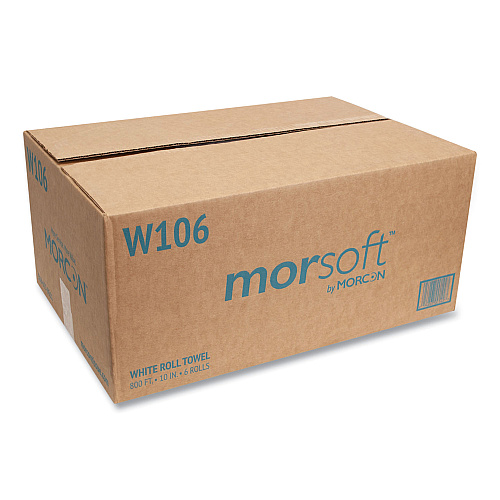 Morsoft&reg; Hardwound Paper Towels, White, 1-Ply,  800-ft., 6 Rolls (W106)