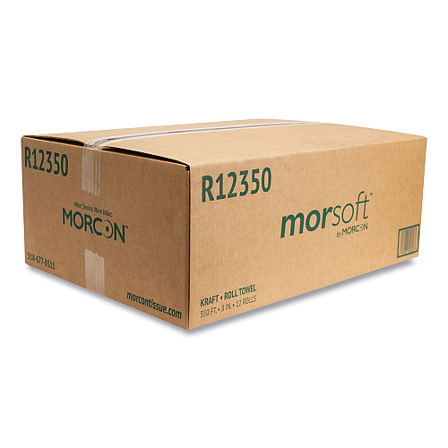 Morcon Paper Morsoft Universal Roll Towels, 1-Ply, 8" x 350 ft, Brown, 12 Rolls/Carton (R12350)