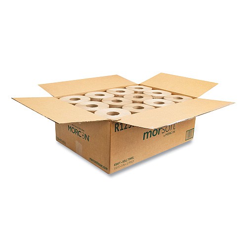 Morcon Paper Morsoft Universal Roll Towels, 1-Ply, 8" x 350 ft, Brown, 12 Rolls/Carton (R12350)