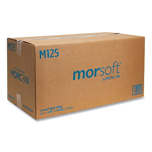 Morcon&reg; Small Core Toilet Paper, 1-Ply, 2500 Sheets, 24 Rolls (M125)