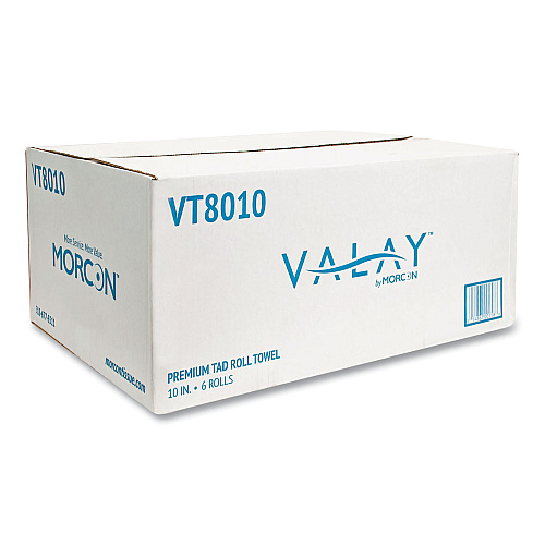 Morcon Paper 10 Inch TAD Roll Towels, 1-Ply, 10" x 700 ft, White, 6 Rolls/Carton (VT8010)