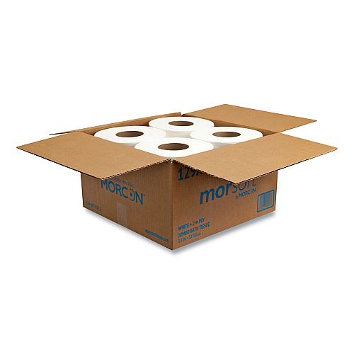 Morcon&reg; Jumbo Roll Toilet Paper, 2-Ply, White, 500-ft., 12 Rolls (129X)