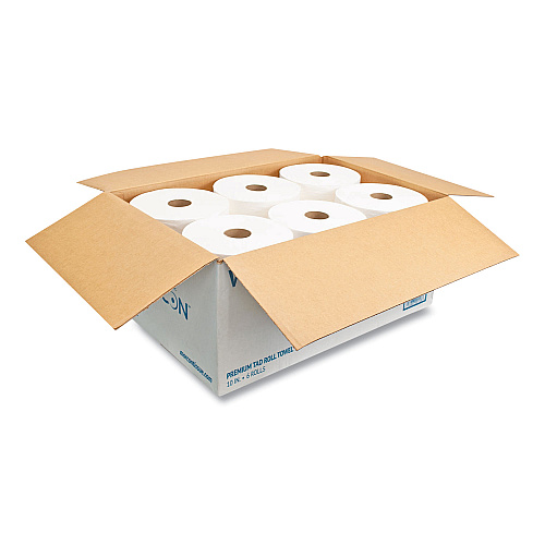 Morcon Paper 10 Inch TAD Roll Towels, 1-Ply, 10" x 700 ft, White, 6 Rolls/Carton (VT8010)