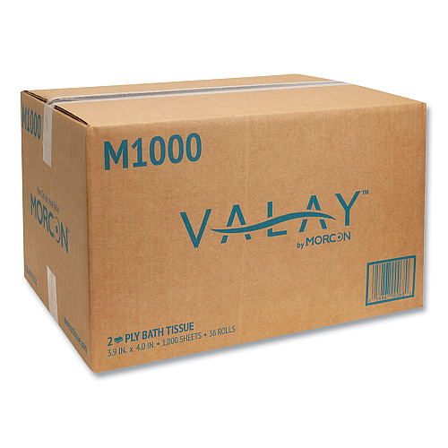 Morcon Valay Small Core Toilet Paper, 2-Ply, 1000 Sheet Rolls, 36 Rolls (M1000)