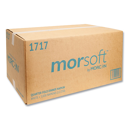 Morcon Paper Morsoft Dinner Napkins, 1-Ply, 16 x 16, White, 250/Pack, 12 Packs/Carton (1717)