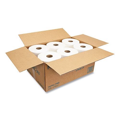 Morcon Paper 10 Inch TAD Roll Towels, 1-Ply, 10" x 500 ft, White, 6 Rolls/Carton (M610)