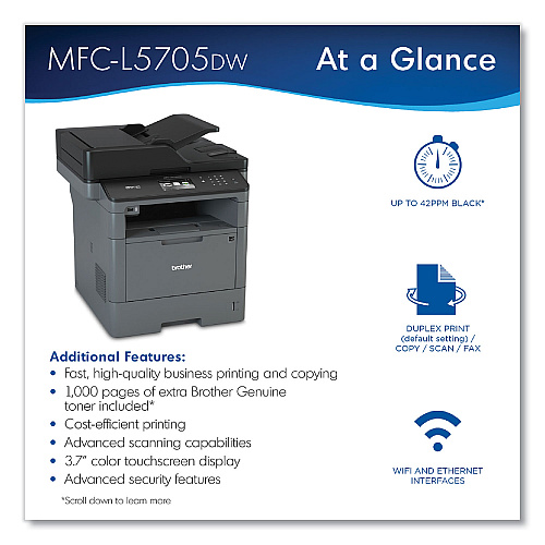Brother MFC-L5705DW Wireless All-in-One Laser Printer, Copy/Fax/Print/Scan