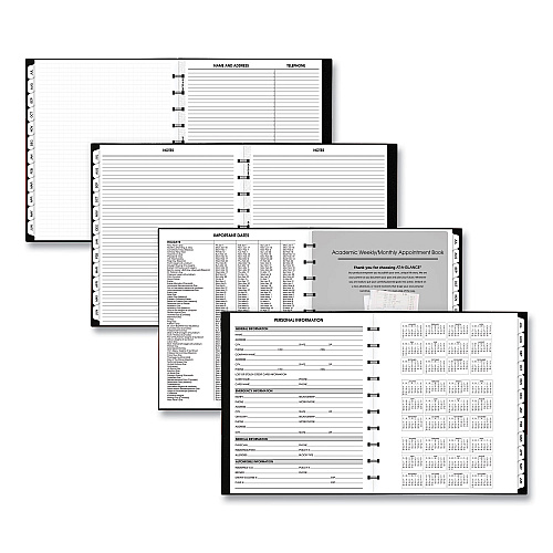 AT-A-GLANCE Move-A-Page Academic Weekly/Monthly Planners, 11 x 9, Black Cover, 12-Month (July to June): 2025 to 2026 (70957E05)
