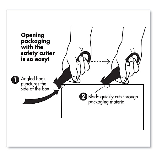Garvey Safety Cutter Box Cutter Knife with Double Shielded Blade, 4" Plastic Handle, Black, 5/Pack (091459)