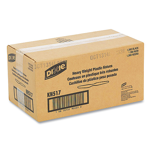 Dixie Heavyweight Plastic Knives - Black 7.5 Inch Dinner Knives, 1000 Count