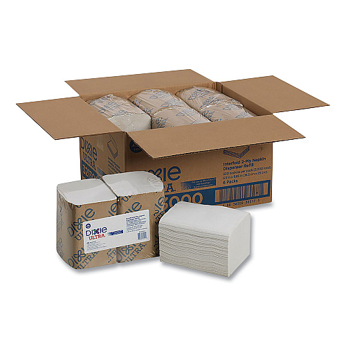 Dixie Interfold Napkin Refills, 2 Ply, 6 1/2x9 7/8, White, 500/Pk, 6 Pack/Ctn (3213000)