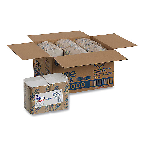 Dixie Interfold Napkin Refills, 2 Ply, 6 1/2x9 7/8, White, 500/Pk, 6 Pack/Ctn (3213000)