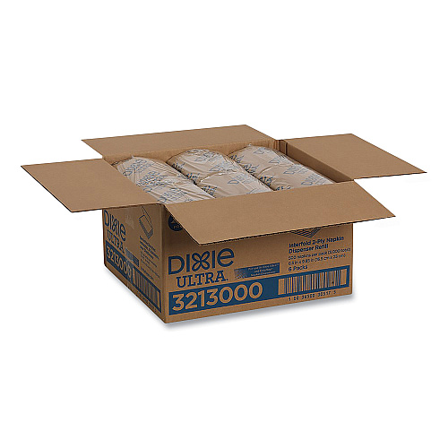 Dixie Interfold Napkin Refills, 2 Ply, 6 1/2x9 7/8, White, 500/Pk, 6 Pack/Ctn (3213000)